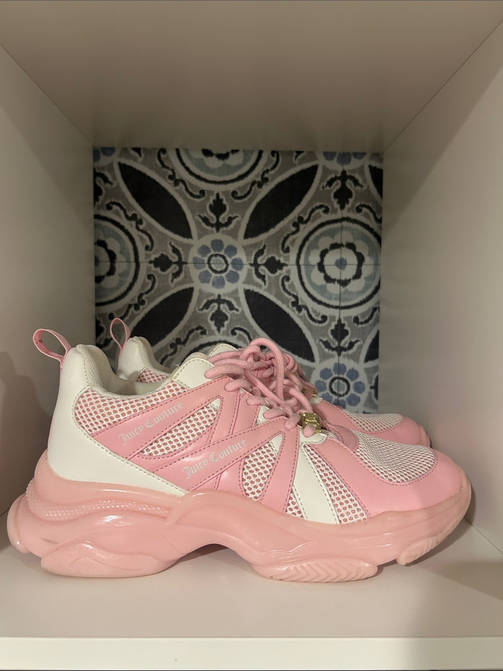 Juicy Couture Pink and White Chunky Platform Sneakers